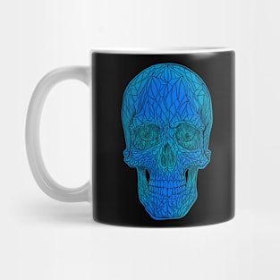 Stained Glass Skull Design - blue with black outline Mug